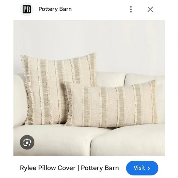 New Pottery Barn Rylee Lumbar Pillow, Ivory Cream Woven Textured